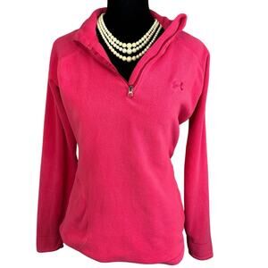 Under Armour Pink 1/4 Zip Fleece Pullover Arm Pocket Activewear Outdoors
